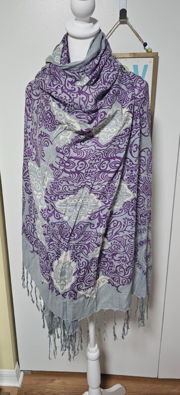 Sir Alistair Rai Purple Paisley Scarf Wrap -100% Viscose - Serenity Harmony Hope